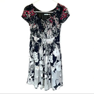 Anthropologie Kimchi Blue Petal Sleeve Floral Dress Size XS